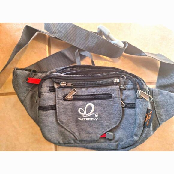 NIB- WATERFLY Hiking Waist Bag Fanny Pack hiking Bum Bag Overstock Europe Gray - Picture 1 of 9